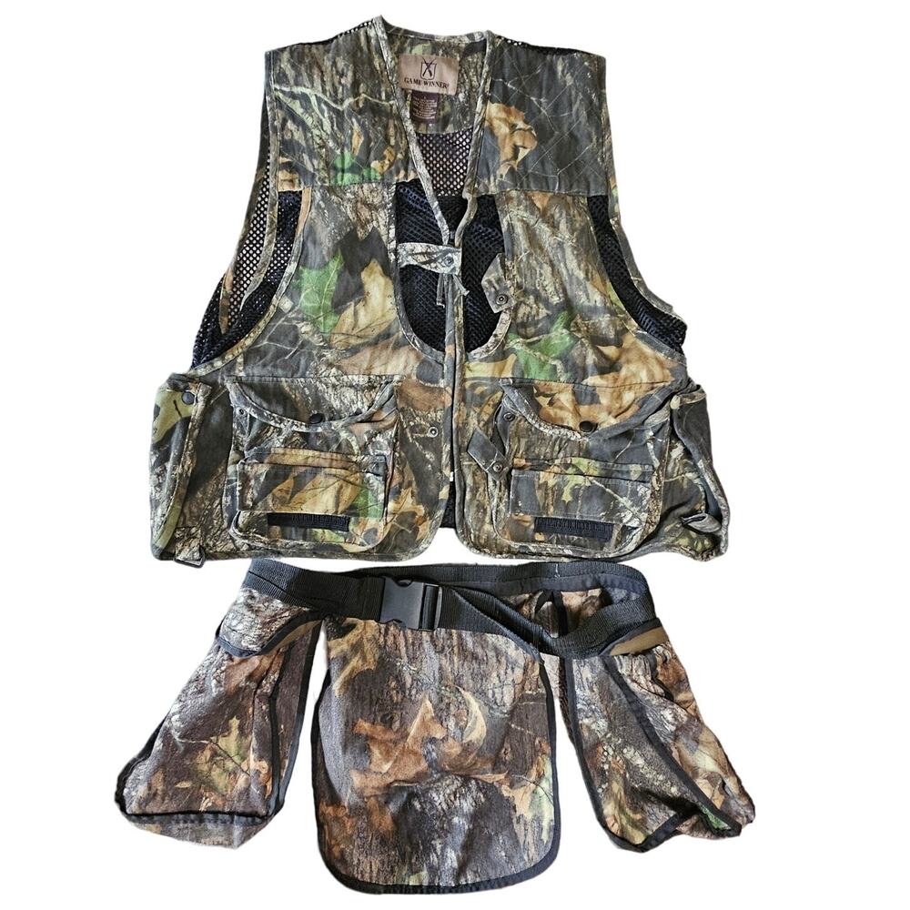 Game Winner Hunting Vest Game Bag L Forest Camo Woods Cotton Nylon Outdoor Set